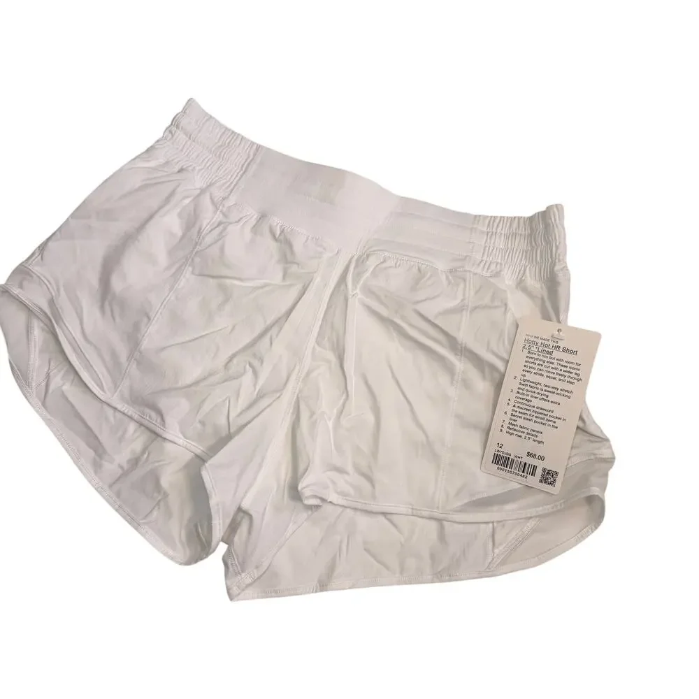 Lululemon Hotty Hot Shorts Size 12 White 2.5” Run Swift Lined - Picture 3 of 9